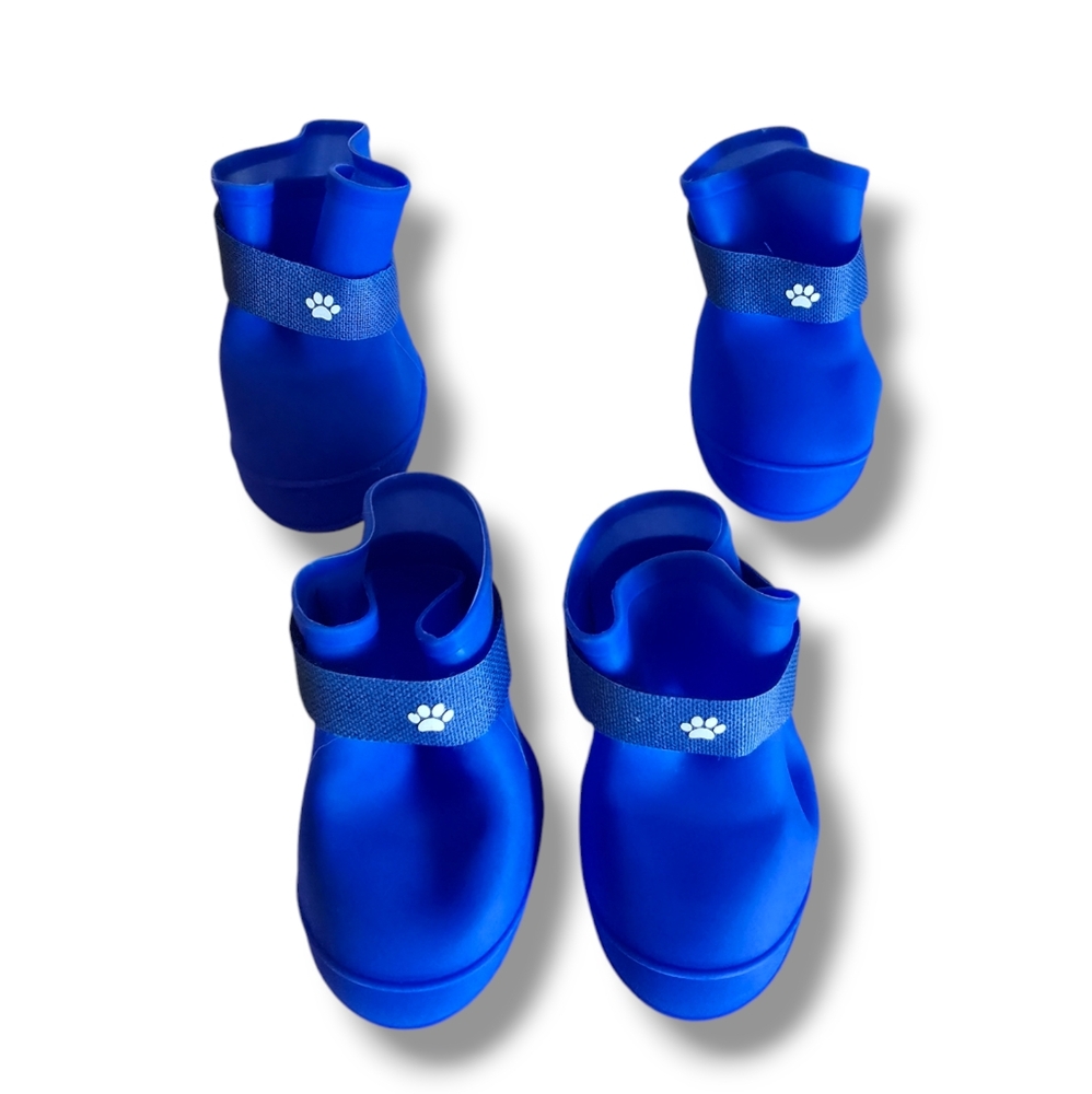 NWOT 🥀 PETSTORE Blue 4 PCS Waterproof Protective Silicone Dog Rain Boots - Picture 4 of 16
